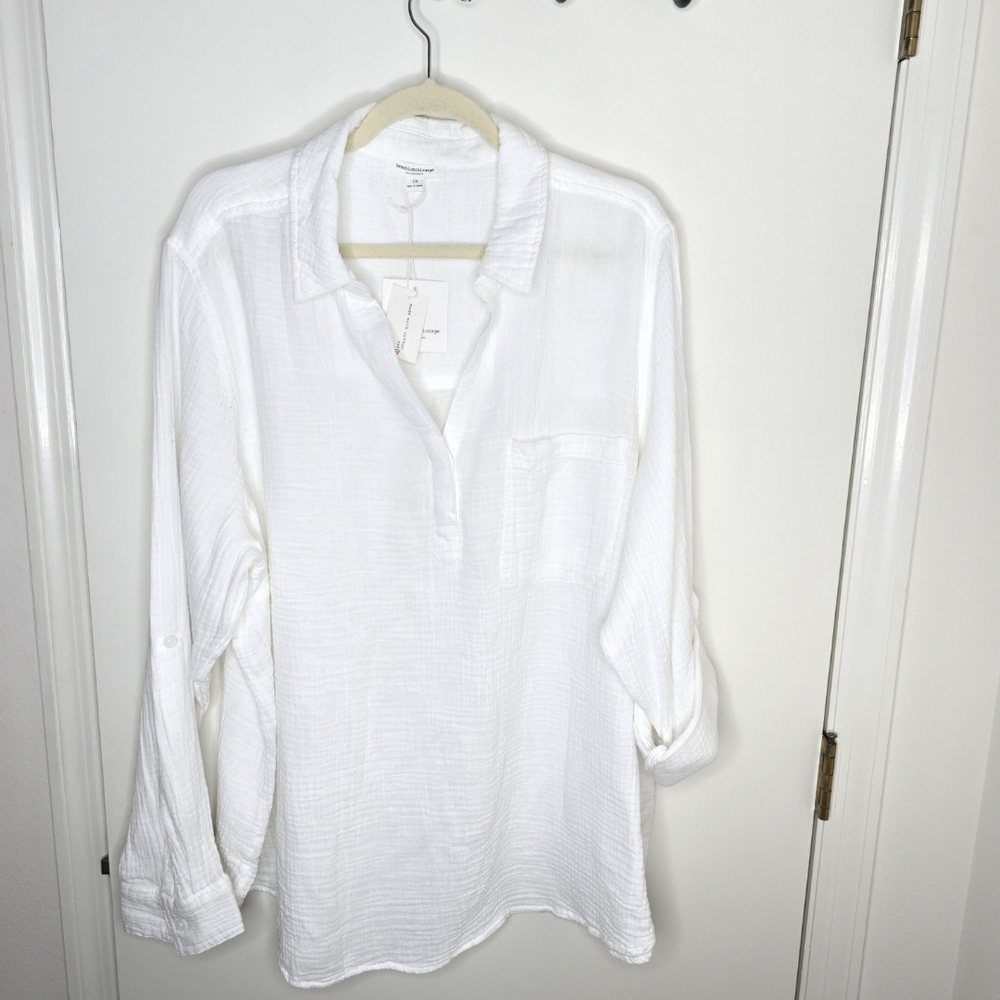 Beachlunchlounge Crisp White Tunic NWT 1X